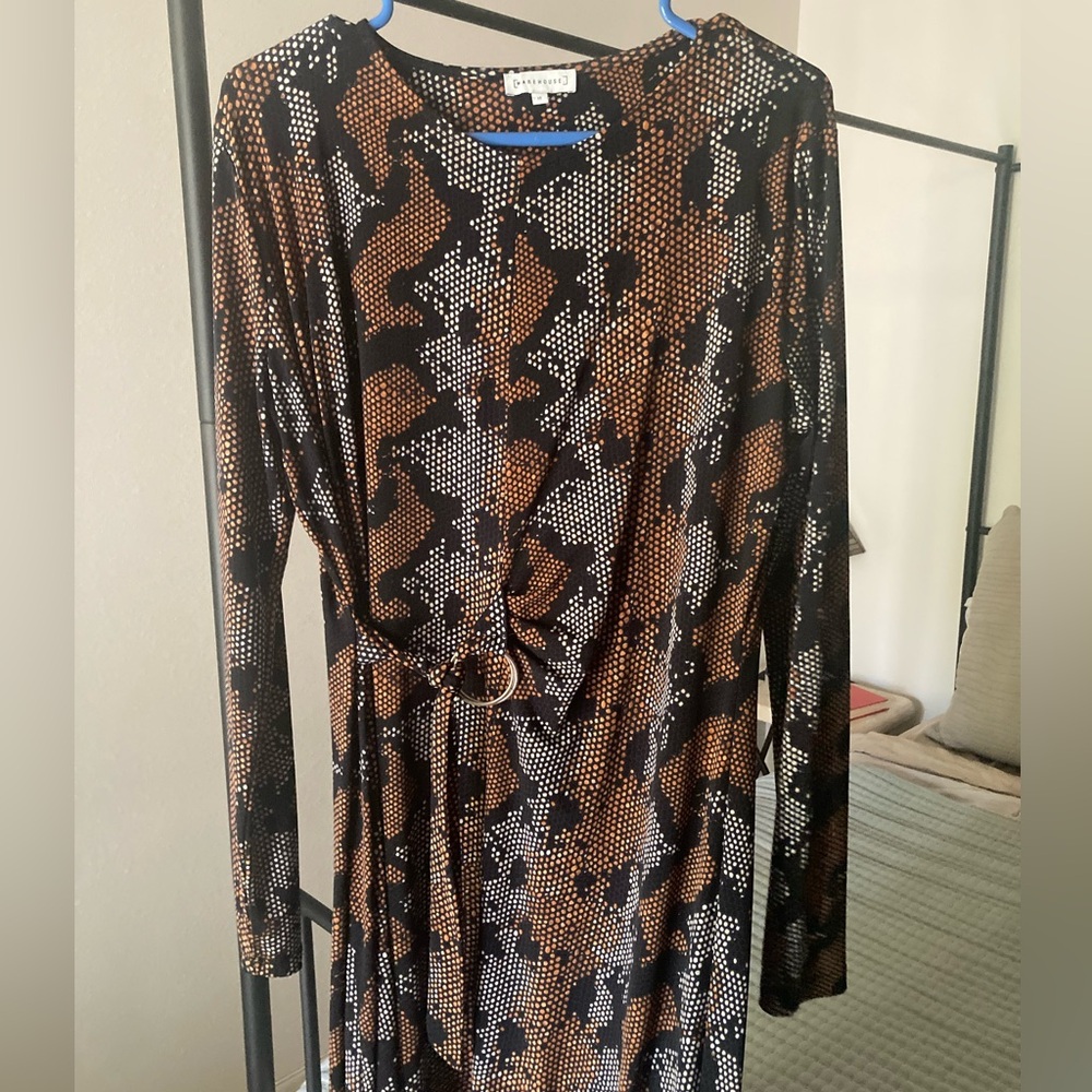 Snake print cinch waist dress